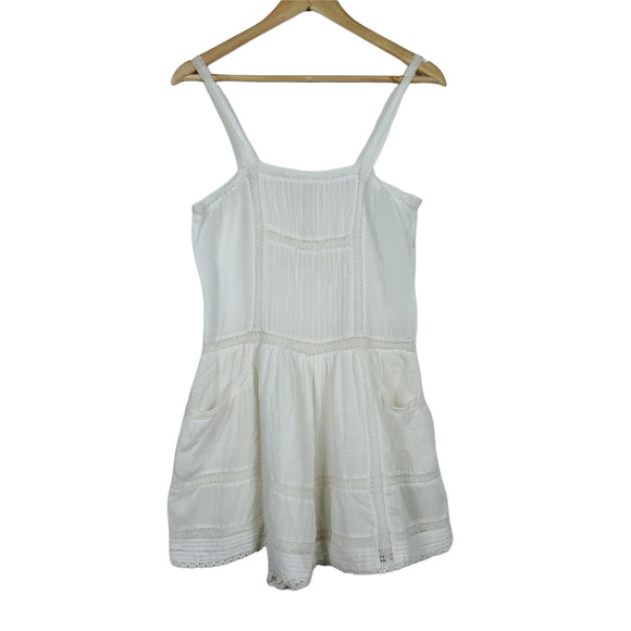Maje Womens Romper EUR 38 Spaghetti Strap White Sleeveless Lace Trim One Piece - Picture 5 of 12